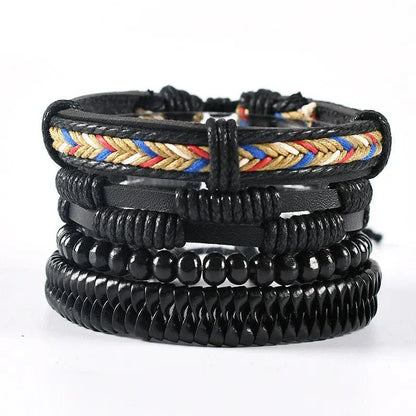 4Pcs/ Set Leather Bracelets For Men. - BLAKESTORE-NG