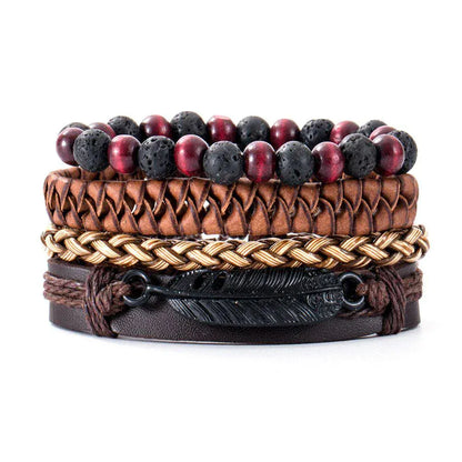 4Pcs/ Set Leather Bracelets For Men. - BLAKESTORE-NG