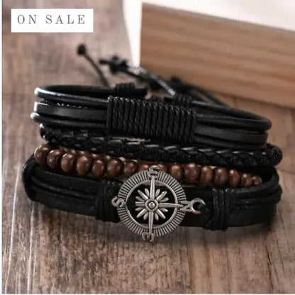 4Pcs/ Set Leather Bracelets For Men. - BLAKESTORE-NG