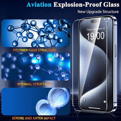 4Pcs Tempered Glass For iPhone 16 15 14 13 12 11 Pro Max - Maison Novaire