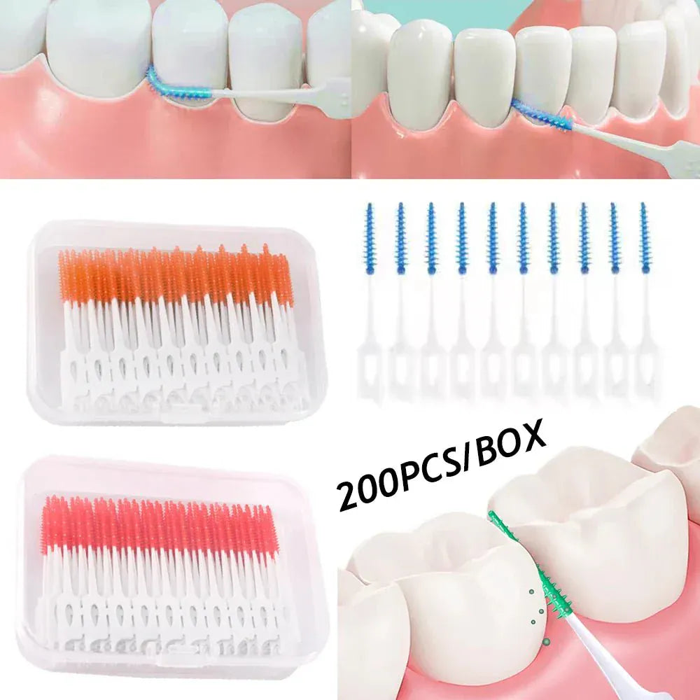 50pcs Interdental Brush & Floss Picks – Bamboo Charcoal - Maison Novaire