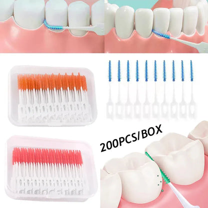 50pcs Interdental Brush & Floss Picks – Bamboo Charcoal - Maison Novaire
