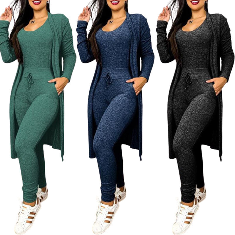 Women's Highwaist Jumpsuit with Cardigan Cover