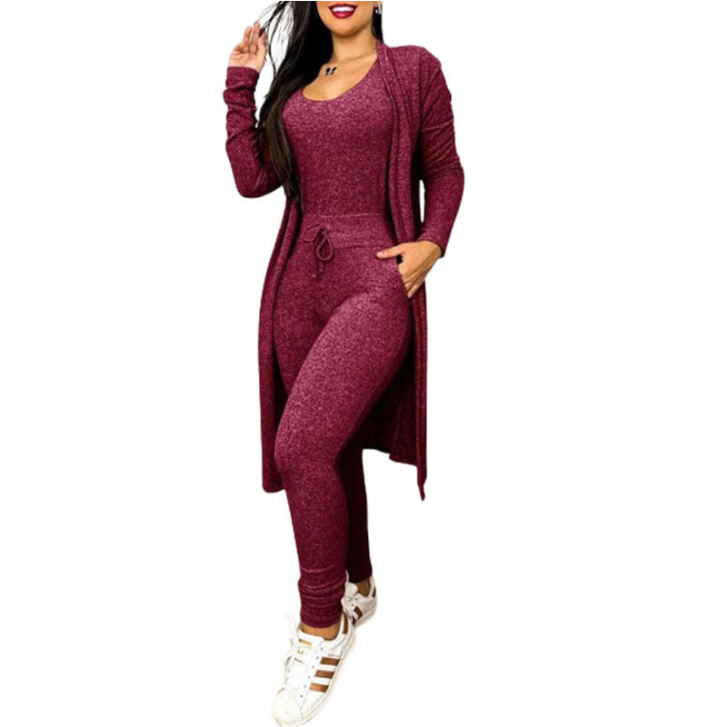 Women's Highwaist Jumpsuit with Cardigan Cover