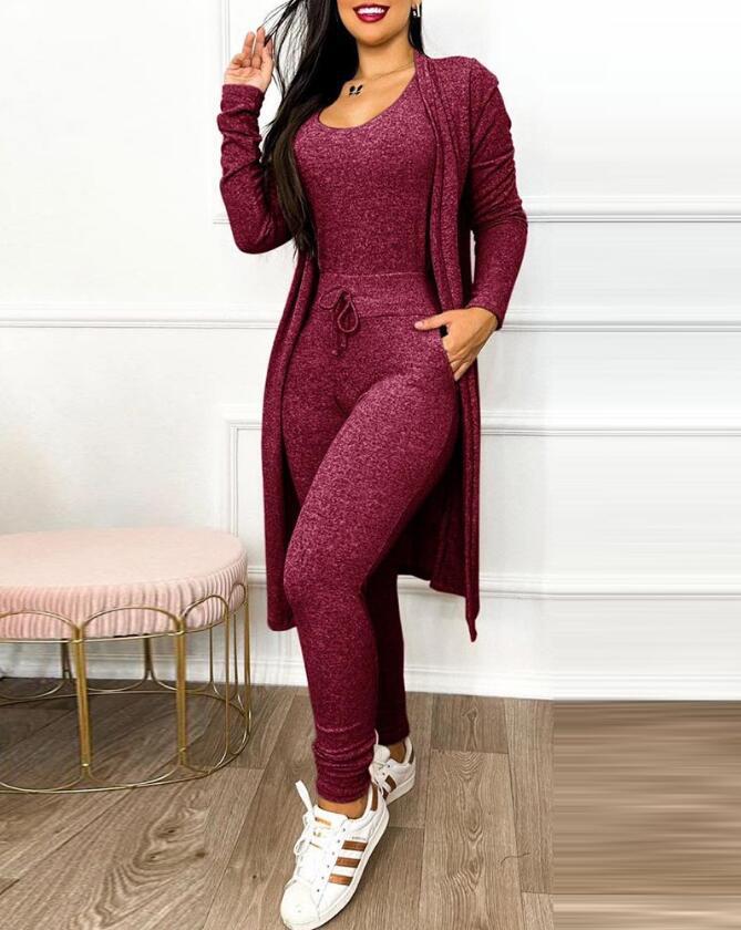 Women's Highwaist Jumpsuit with Cardigan Cover