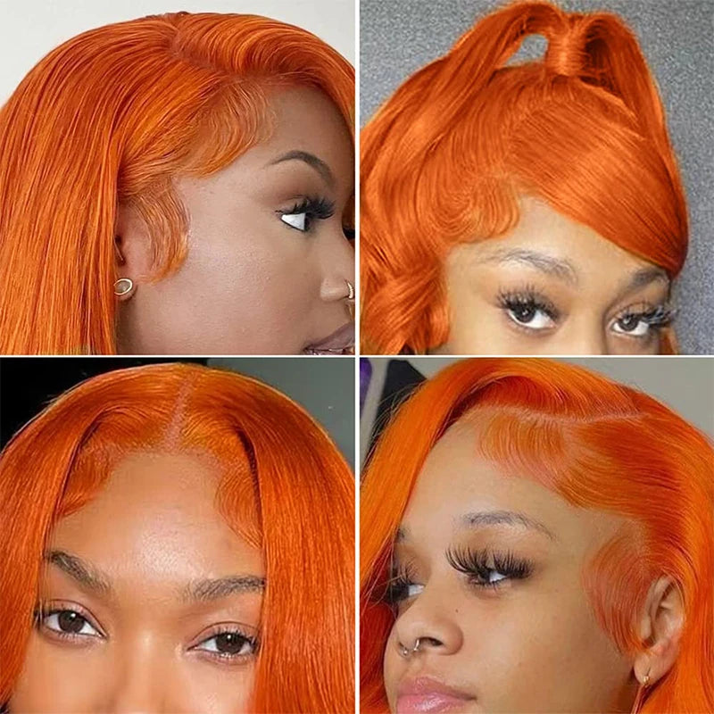 Orange Ginger Lace Front Wigs Human Hair. Straight 13x4 13x6 Lace Frontal Wig 350 Colored Pre Plucked Peruvian.