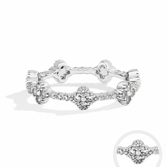 ATTAGEMS Eternity DVVS1 Moissanite Ring | D Color VVS1 Full Moissanite 925 Sterling Silver Gold Plated Eternity Band for Women - BLAKESTORE-NG