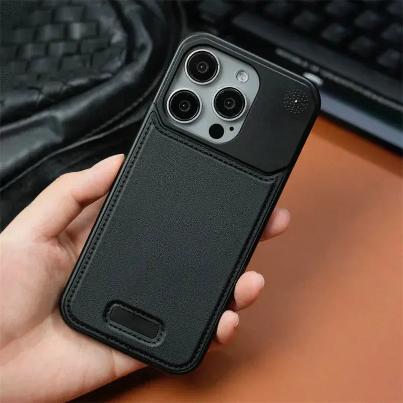 Aluminum Alloy Leather Magnetic Phone Case for iPhone Pro Max Series - BLAKESTORE-NG
