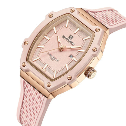 NAVIFORCE Barrel Women’s Watch | Silicone Strap Waterproof Sport Clock - Maison Novaire #
