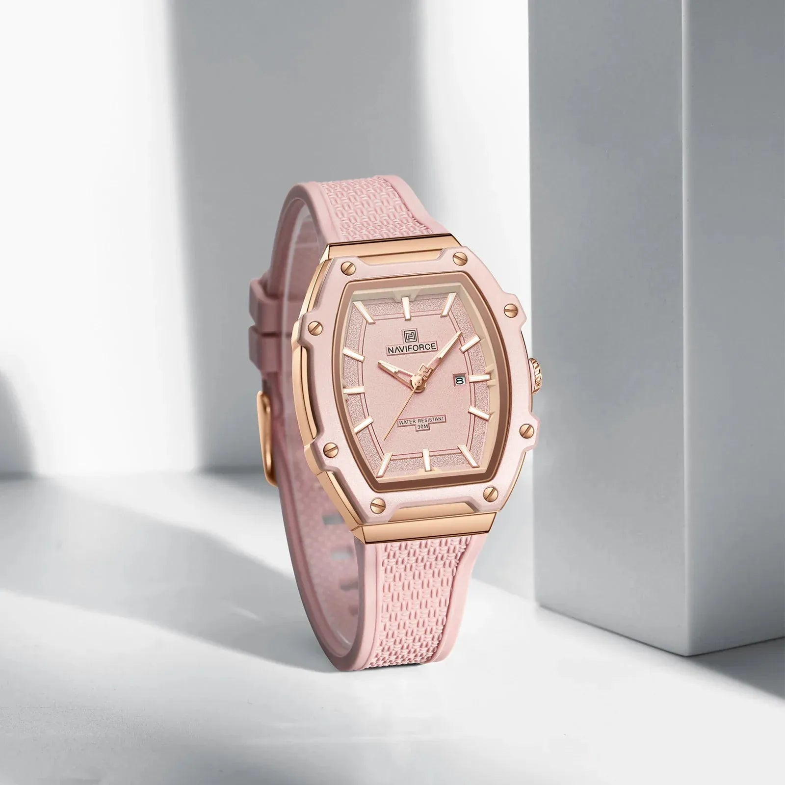 NAVIFORCE Barrel Women’s Watch | Silicone Strap Waterproof Sport Clock - Maison Novaire #