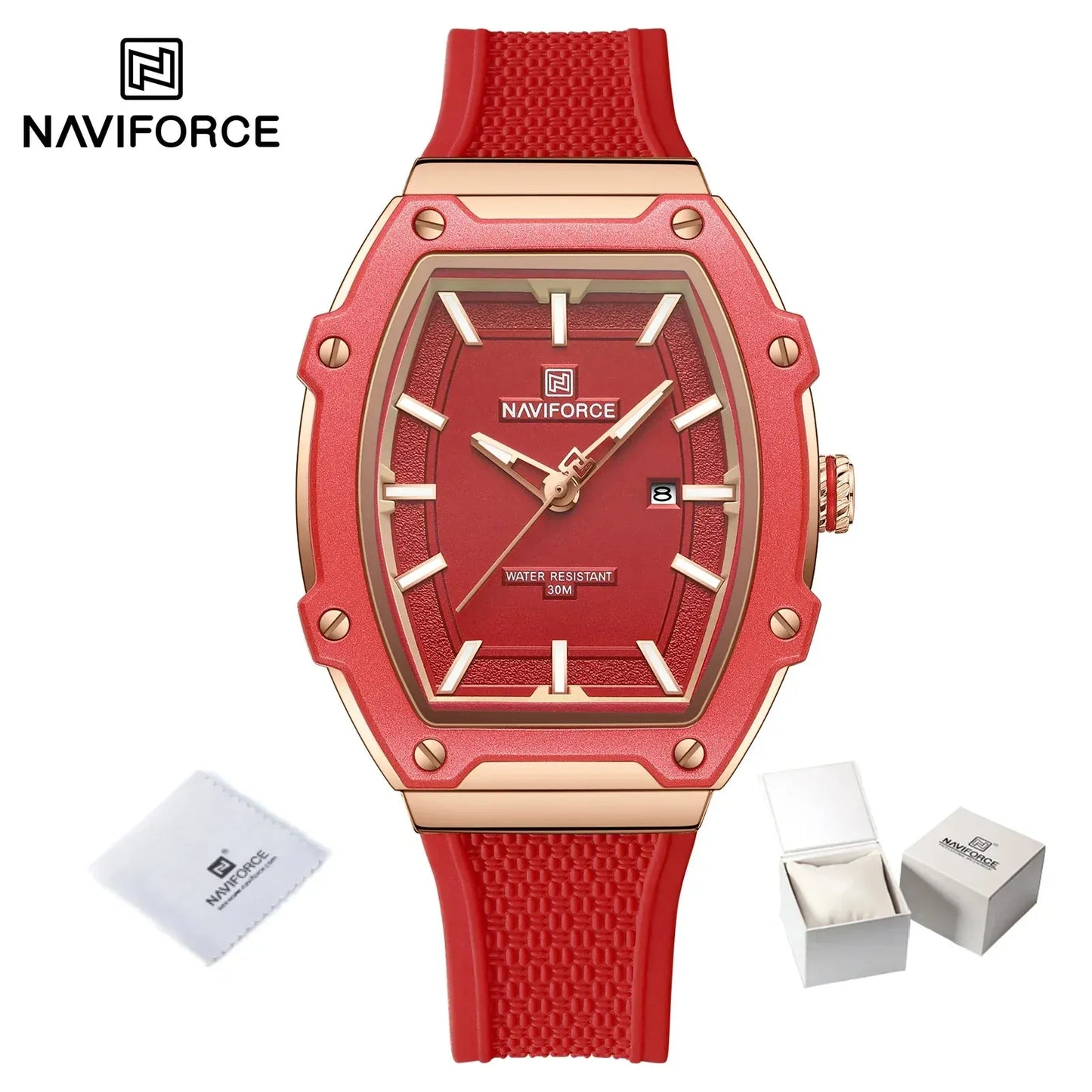 NAVIFORCE Barrel Women’s Watch | Silicone Strap Waterproof Sport Clock - Maison Novaire #