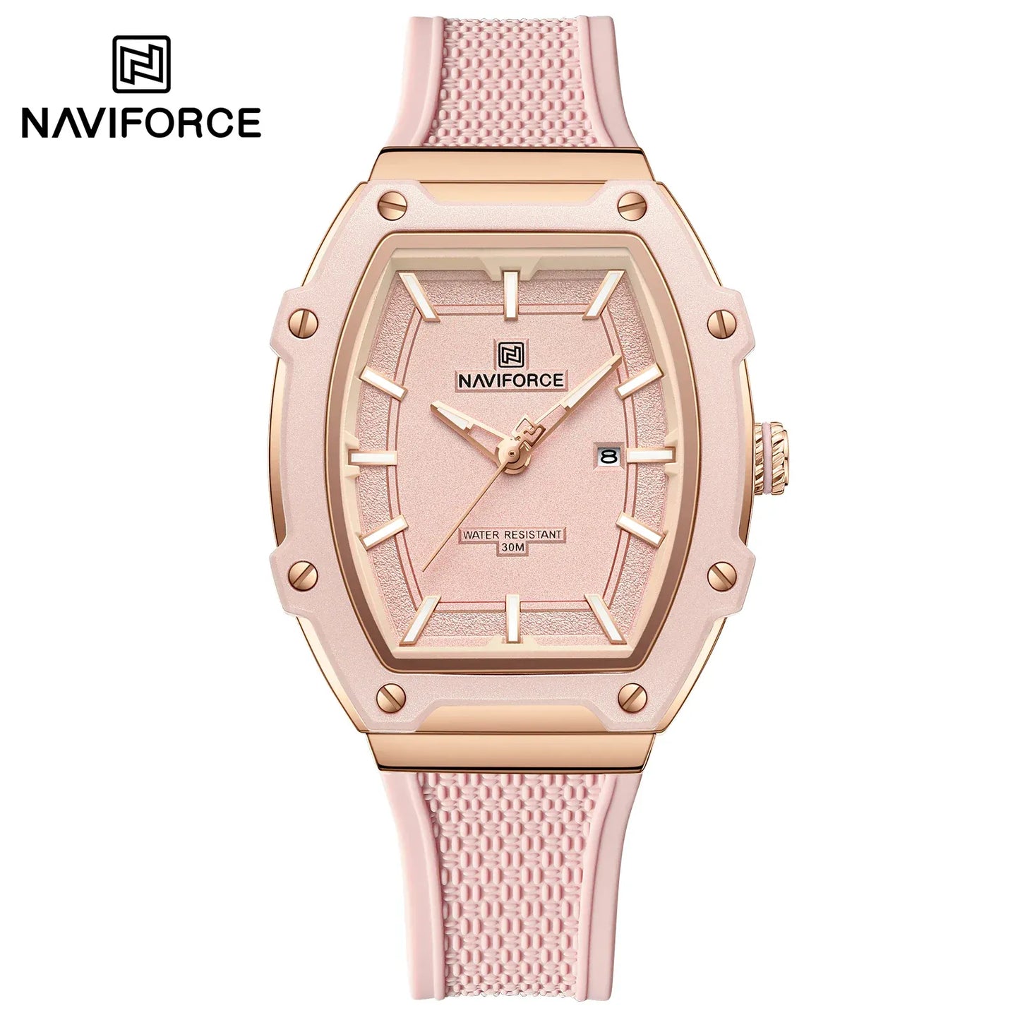 NAVIFORCE Barrel Women’s Watch | Silicone Strap Waterproof Sport Clock - Maison Novaire #