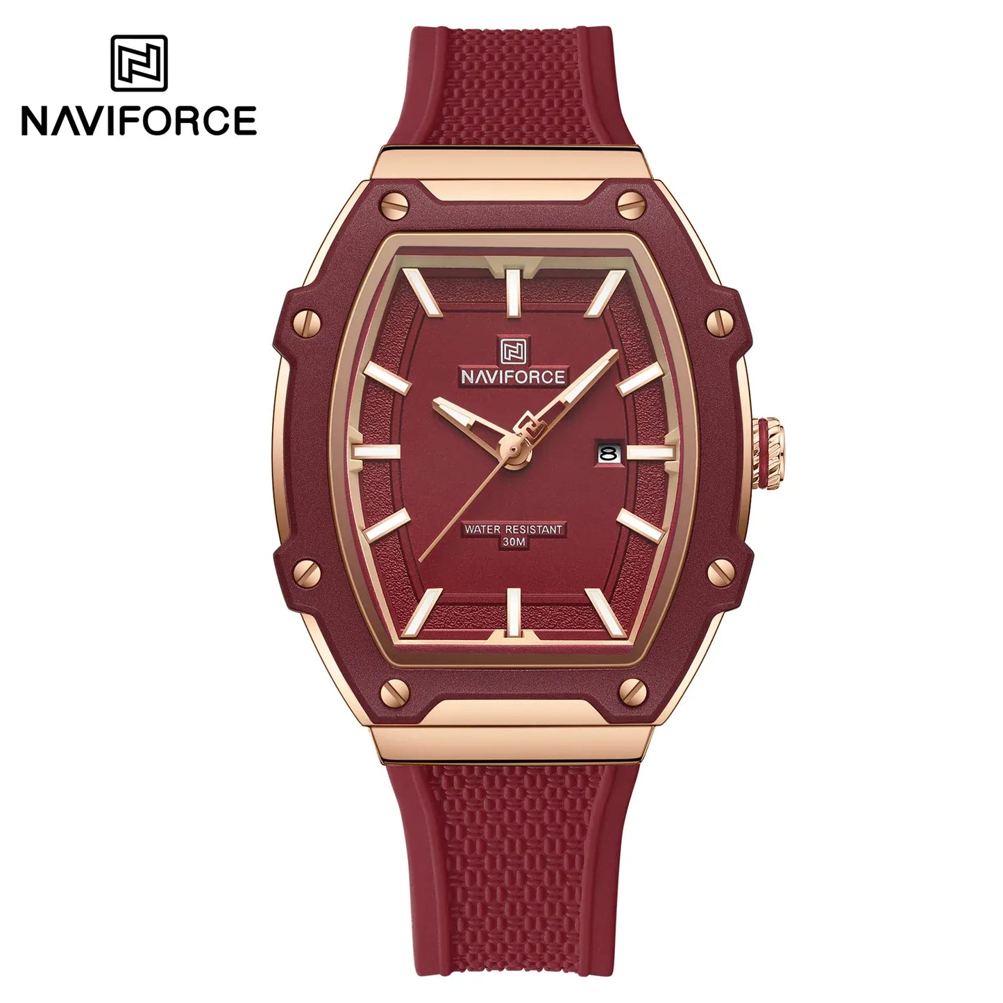 NAVIFORCE Barrel Women’s Watch | Silicone Strap Waterproof Sport Clock - Maison Novaire #