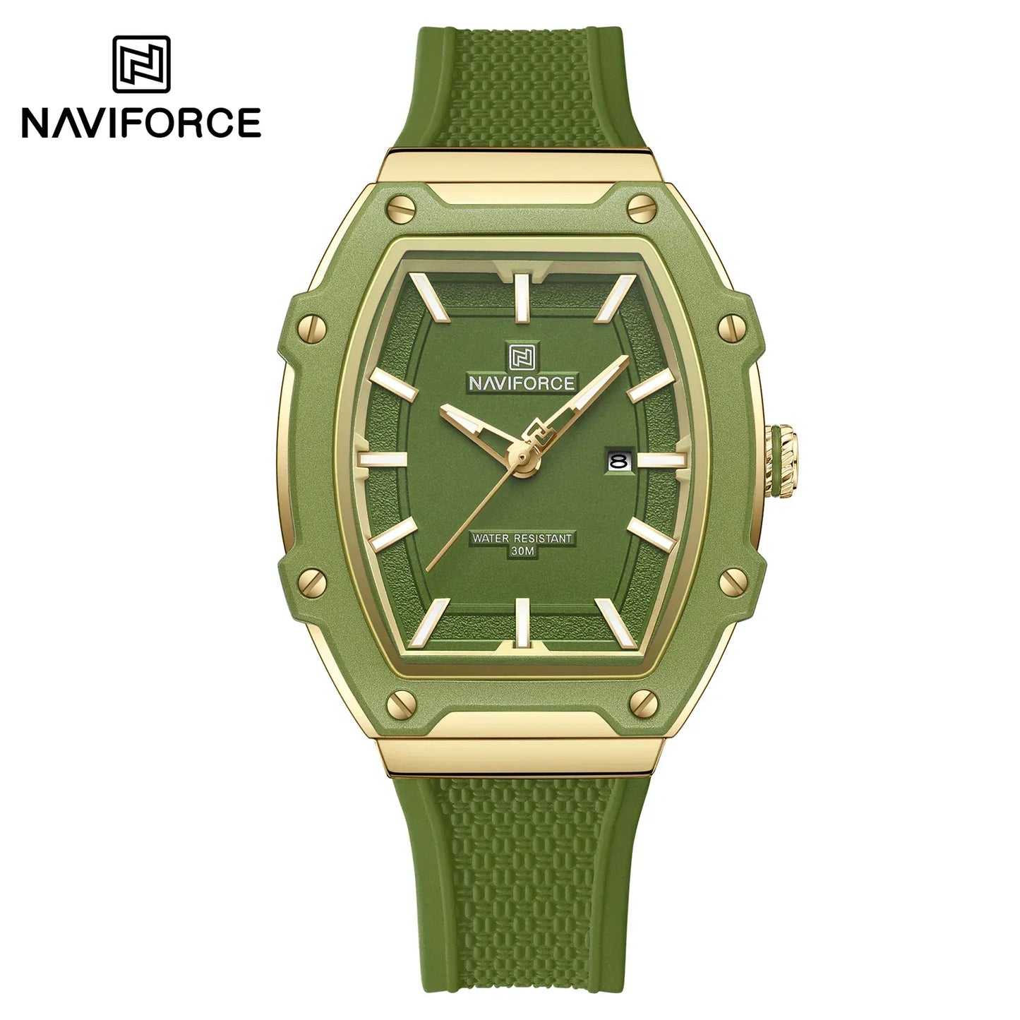 NAVIFORCE Barrel Women’s Watch | Silicone Strap Waterproof Sport Clock - Maison Novaire #
