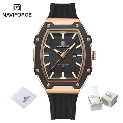 NAVIFORCE Barrel Women’s Watch | Silicone Strap Waterproof Sport Clock - Maison Novaire #