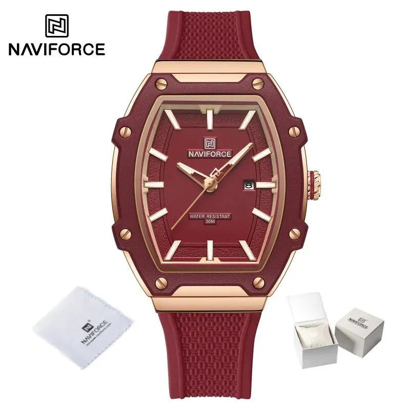 NAVIFORCE Barrel Women’s Watch | Silicone Strap Waterproof Sport Clock - Maison Novaire #