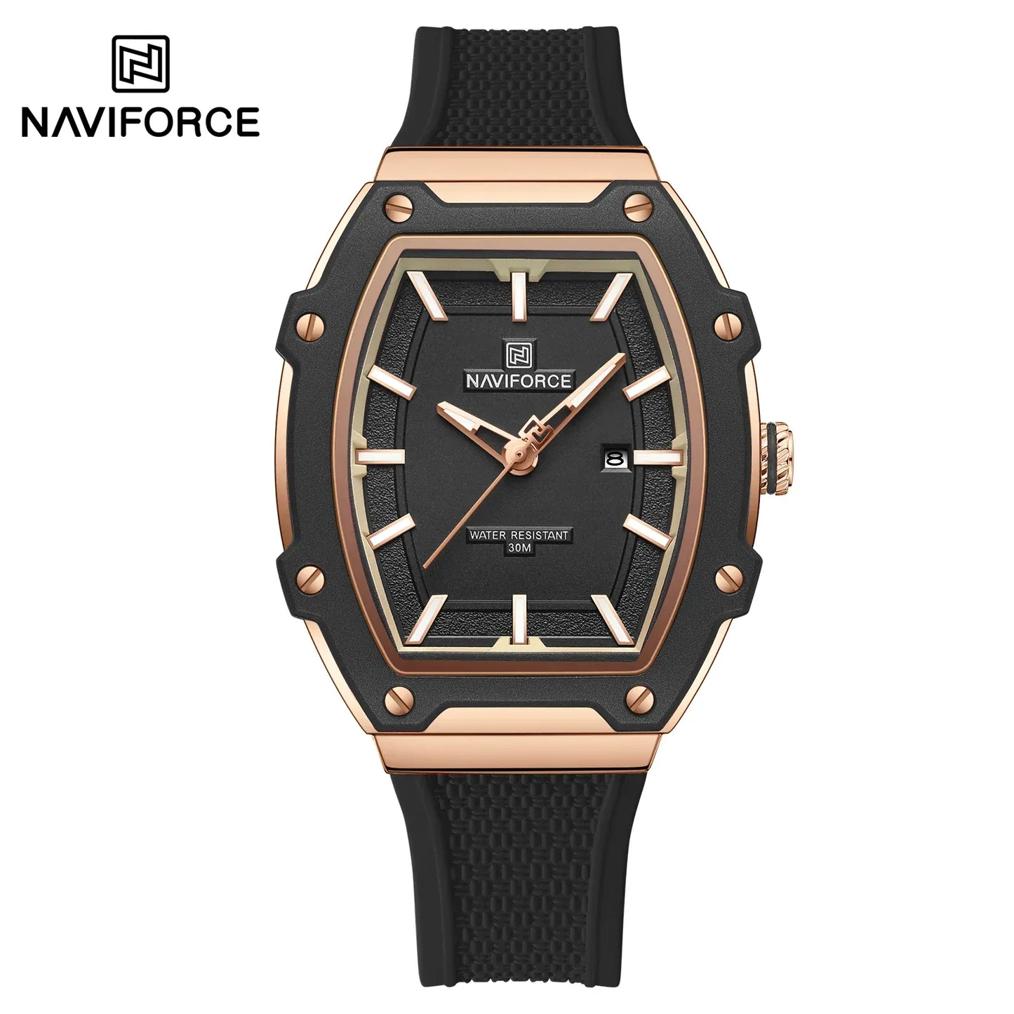 NAVIFORCE Barrel Women’s Watch | Silicone Strap Waterproof Sport Clock - Maison Novaire #