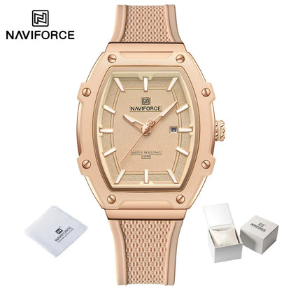 NAVIFORCE Barrel Women’s Watch | Silicone Strap Waterproof Sport Clock - Maison Novaire #