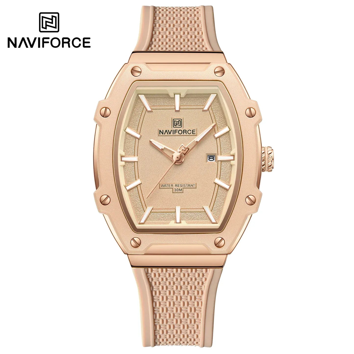 NAVIFORCE Barrel Women’s Watch | Silicone Strap Waterproof Sport Clock - Maison Novaire #