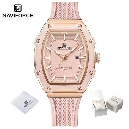 NAVIFORCE Barrel Women’s Watch | Silicone Strap Waterproof Sport Clock - Maison Novaire #