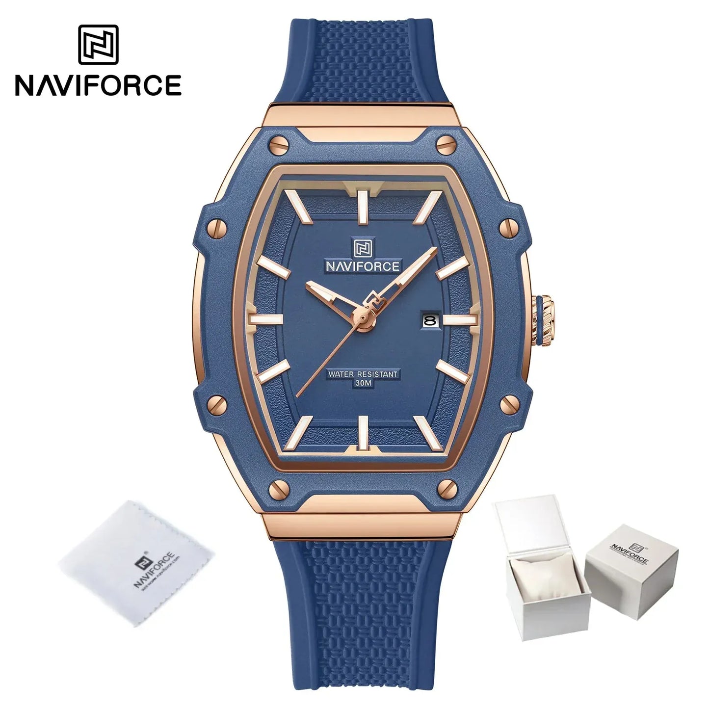NAVIFORCE Barrel Women’s Watch | Silicone Strap Waterproof Sport Clock - Maison Novaire #