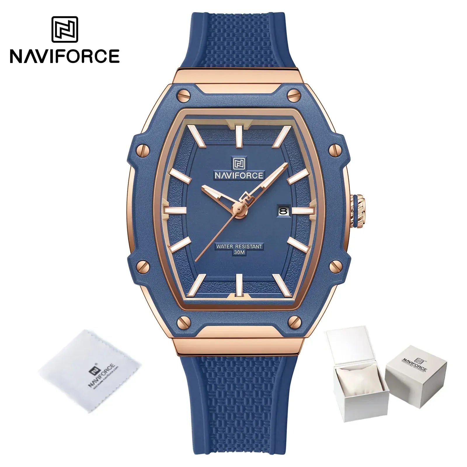 NAVIFORCE Barrel Women’s Watch | Silicone Strap Waterproof Sport Clock - Maison Novaire #