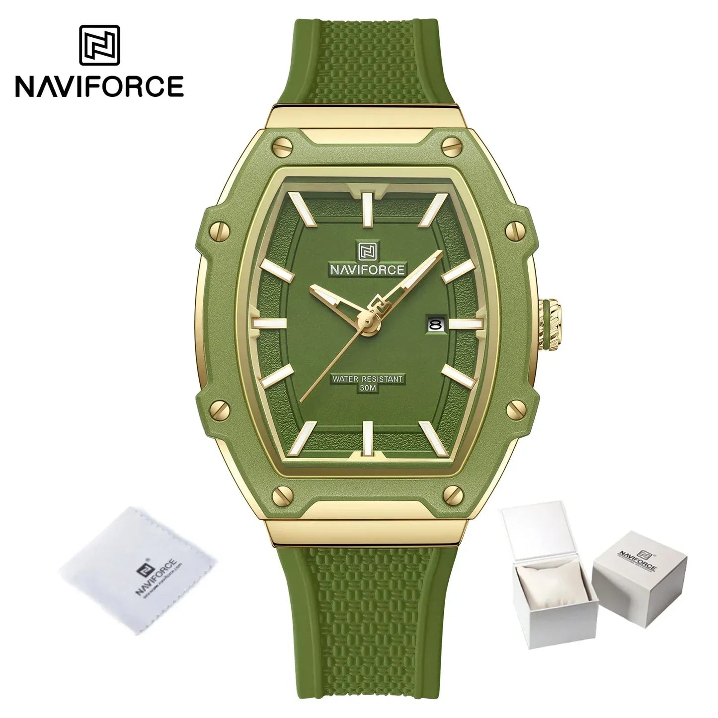 NAVIFORCE Barrel Women’s Watch | Silicone Strap Waterproof Sport Clock - Maison Novaire #