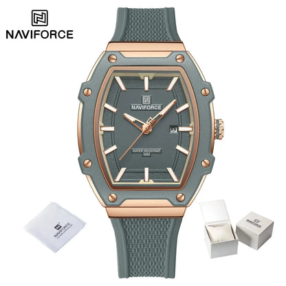 NAVIFORCE Barrel Women’s Watch | Silicone Strap Waterproof Sport Clock - Maison Novaire #