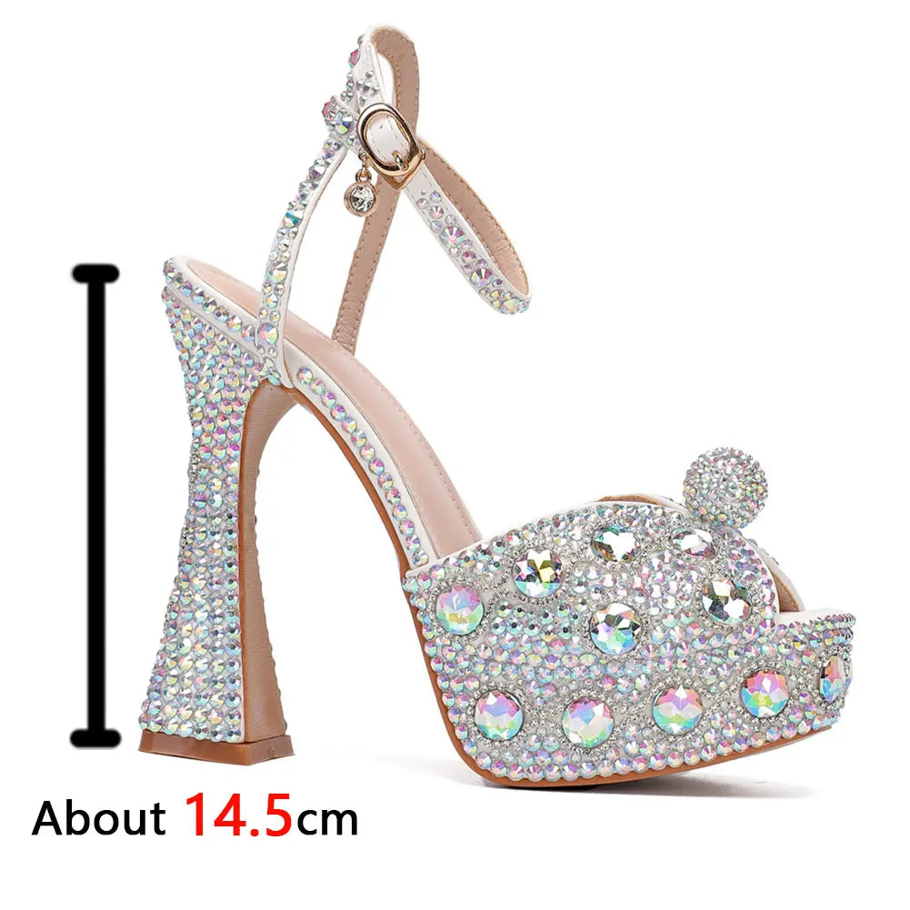 Beaded Thick Heel Platform Sandals For Women. - Maison Novaire #