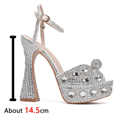 Beaded Thick Heel Platform Sandals For Women. - Maison Novaire #