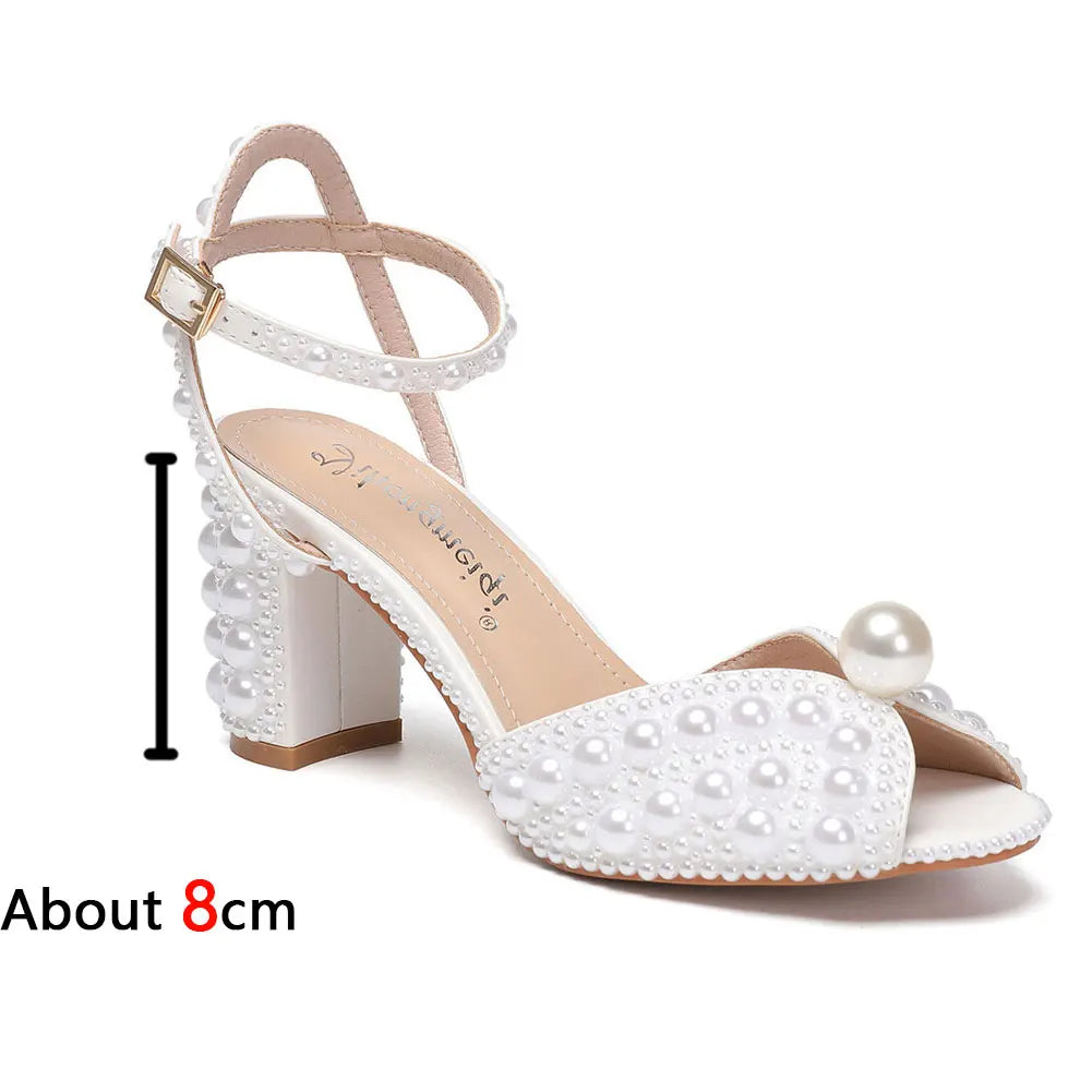 Beaded Thick Heel Platform Sandals For Women. - Maison Novaire #