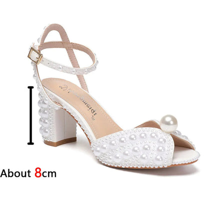 Beaded Thick Heel Platform Sandals For Women. - Maison Novaire #