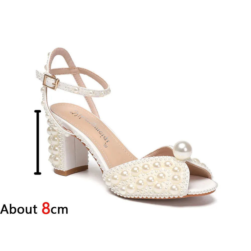 Beaded Thick Heel Platform Sandals For Women. - Maison Novaire #