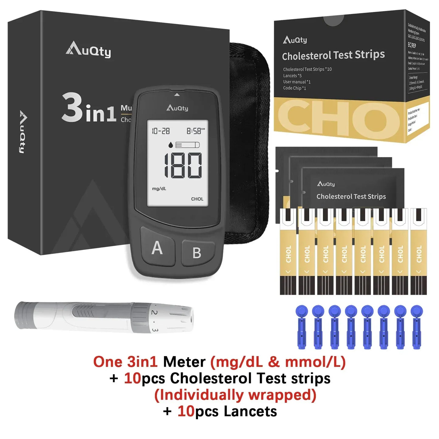 Blood Glucose-Cholesterol-Uric Acid Monitor – 3-in-1 Multi-Parameter Tester - BLAKESTORE-NG