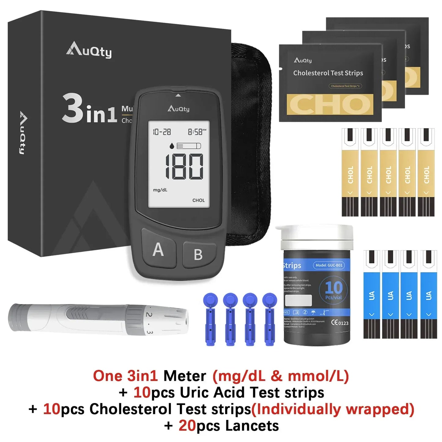 Blood Glucose-Cholesterol-Uric Acid Monitor – 3-in-1 Multi-Parameter Tester - BLAKESTORE-NG