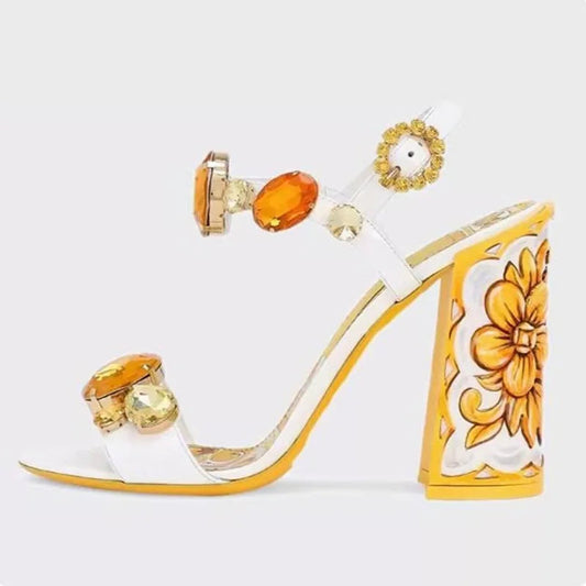 Bohemia Style Rhinestones Heels Sandals. - Maison Novaire