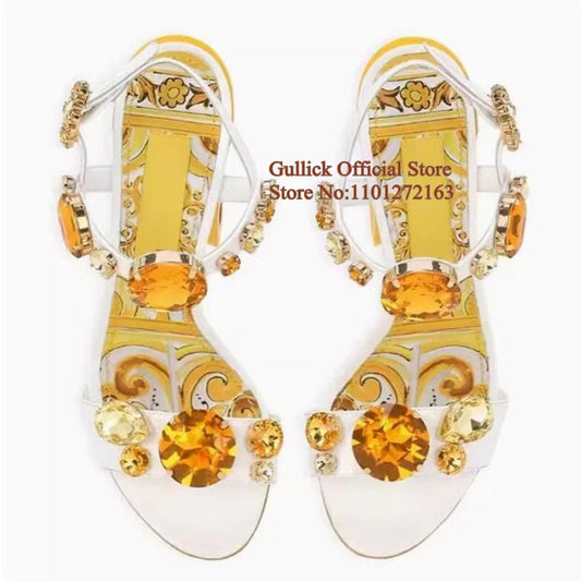 Bohemia Style Rhinestones Heels Sandals. - Maison Novaire