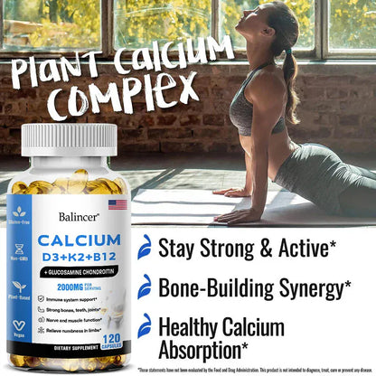 Calcium + Vitamins D3, K2 & B12 - Bone, Teeth & Muscle Health - BLAKESTORE-NG