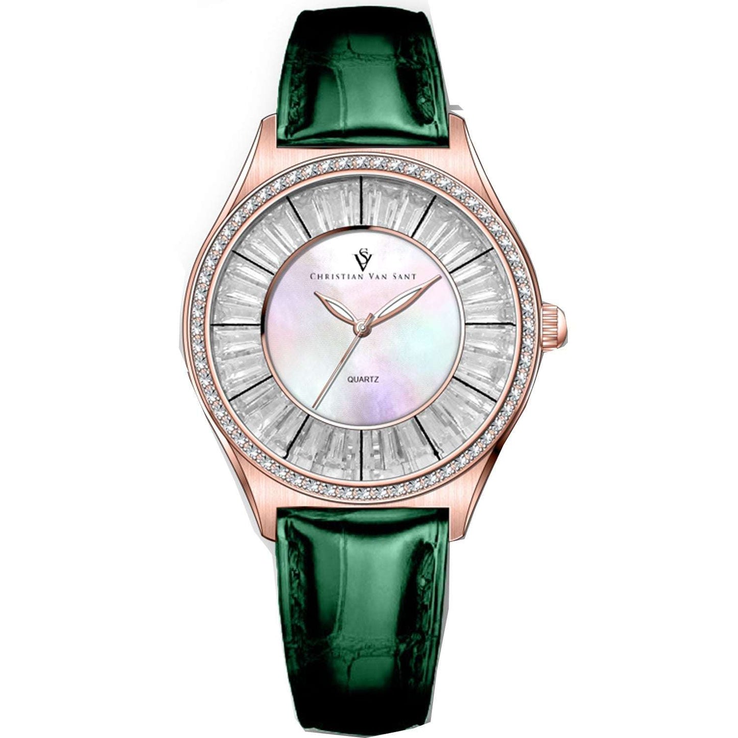 Christian Van Sant Luna | Women's Quartz Leather Dress Watch | 40mm MOP Dial - Maison Novaire #