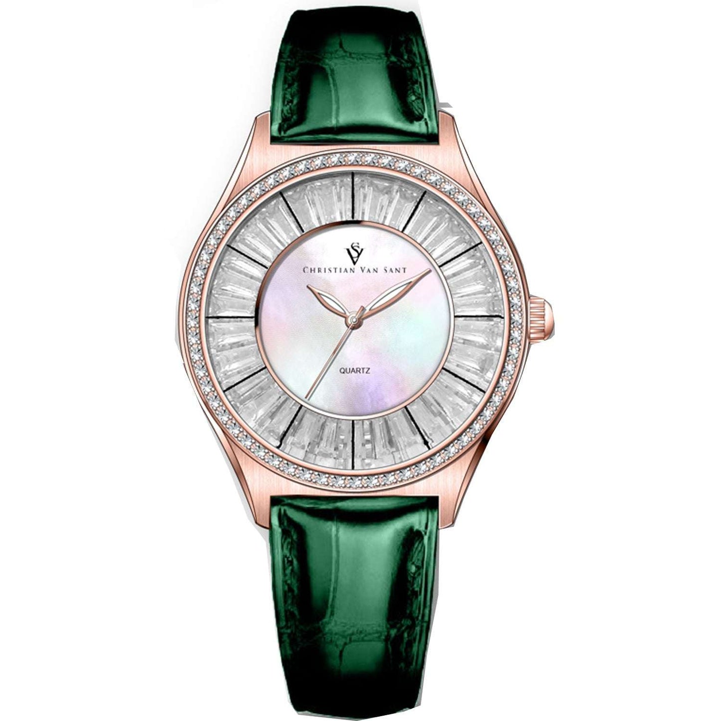 Christian Van Sant Luna | Women's Quartz Leather Dress Watch | 40mm MOP Dial - Maison Novaire #