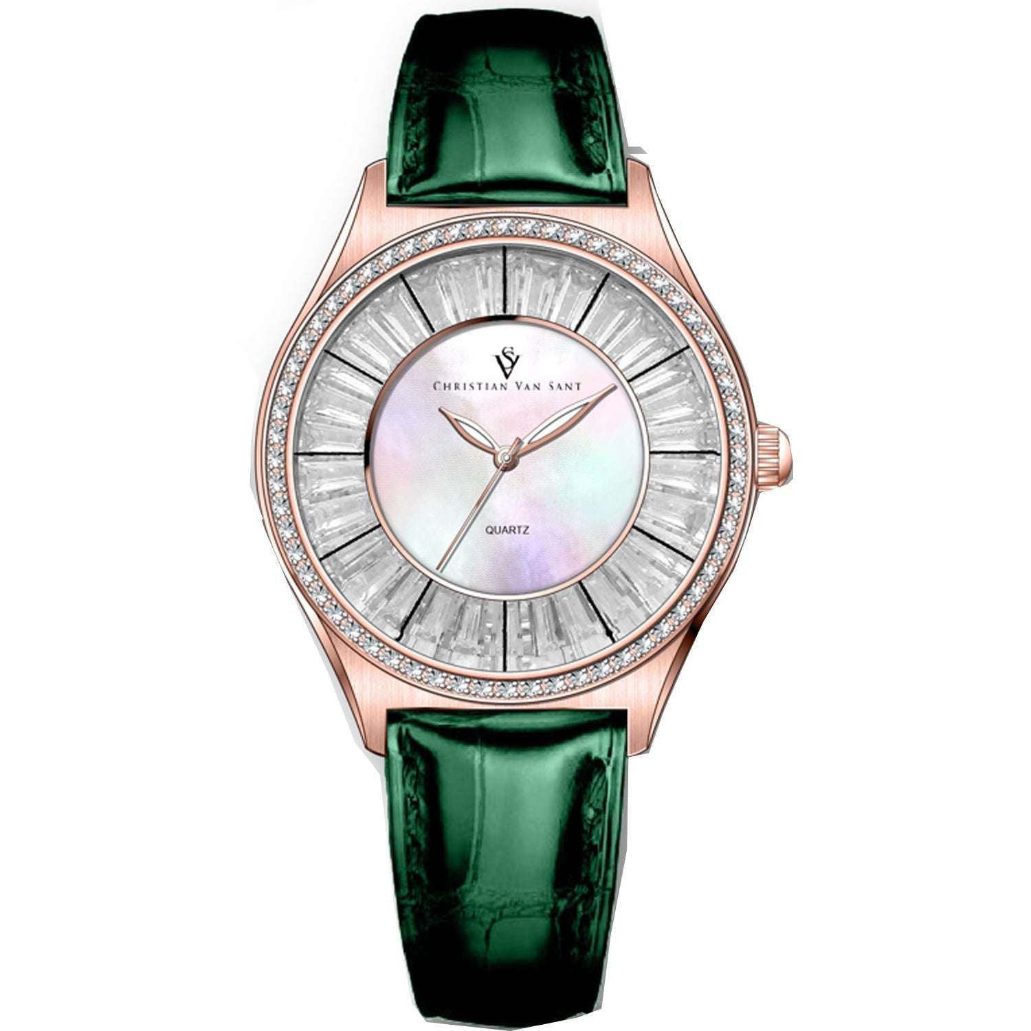 Christian Van Sant Luna | Women's Quartz Leather Dress Watch | 40mm MOP Dial - Maison Novaire #