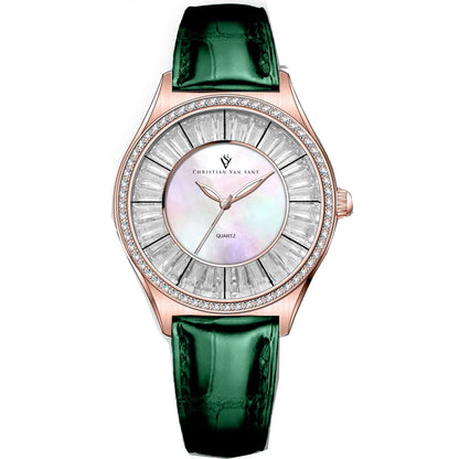Christian Van Sant Luna | Women's Quartz Leather Dress Watch | 40mm MOP Dial - Maison Novaire #