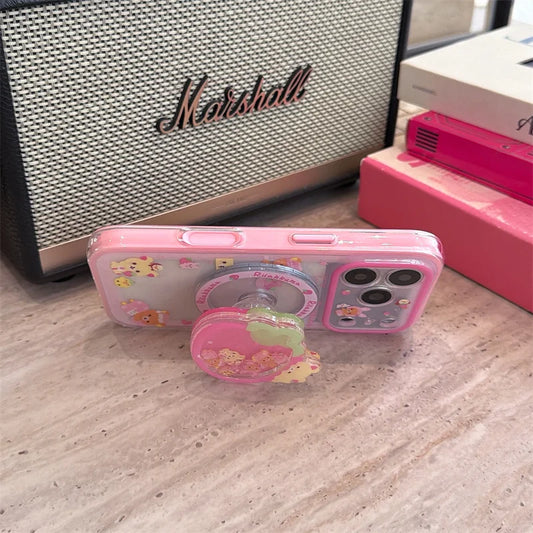 Cute Strawberry Bear Phone Case | MagSafe Shockproof Grip Stand - Maison Novaire