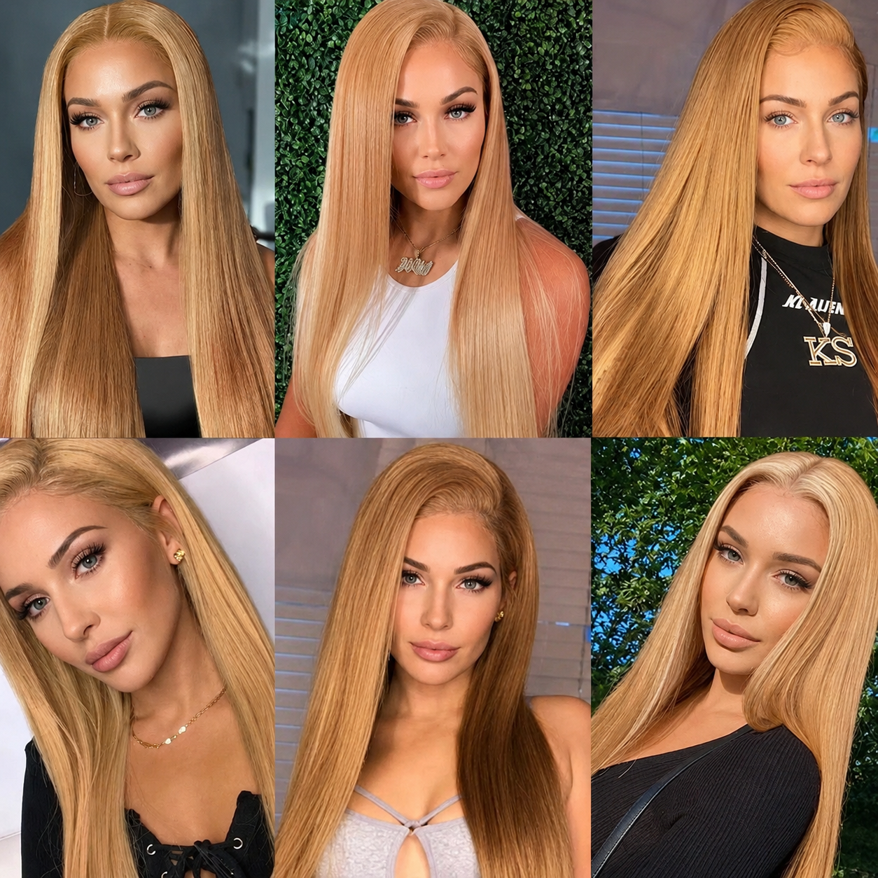 27 Honey Blonde Straight Human Hair Lace Frontal Wig - Maison Novaire