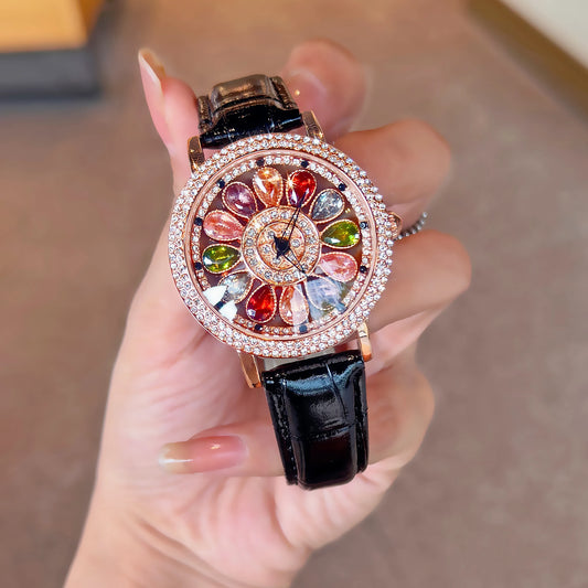 Dazzling Women’s Quartz Watch with Colorful Rhinestones - Maison Novaire