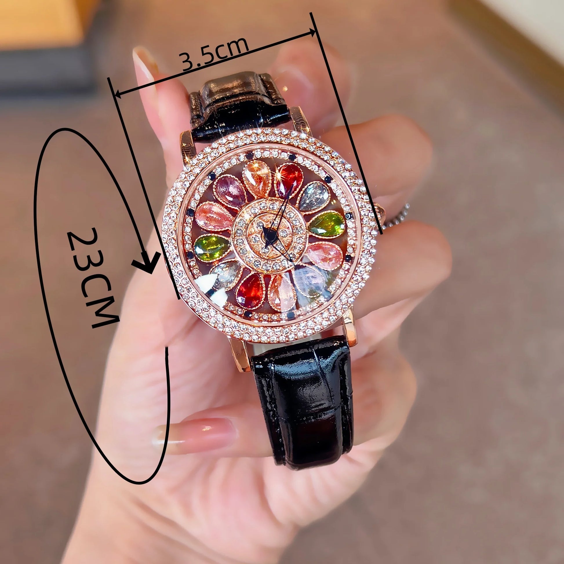 Dazzling Women’s Quartz Watch with Colorful Rhinestones