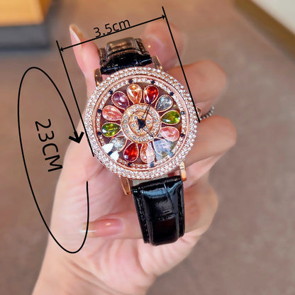 Dazzling Women’s Quartz Watch with Colorful Rhinestones