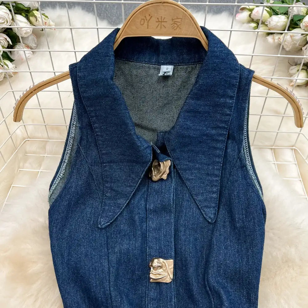 Denim Dress Women| High Waist A-Line Sleeveless 2026 - Maison Novaire