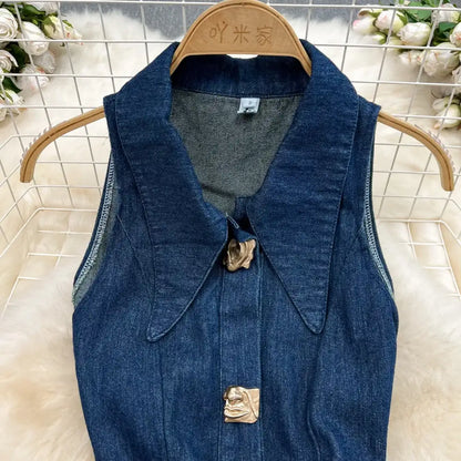 Denim Dress Women| High Waist A-Line Sleeveless 2026 - Maison Novaire