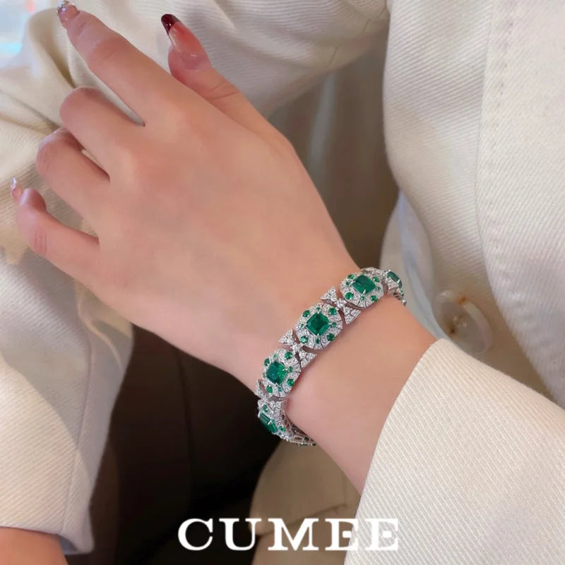 Diamond Cultivated Synthetic Emerald Bracelet. - Maison Novaire #